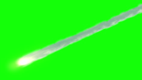 Meteor-Asteroid-or-Missile-with-smoke-trail-on-green-sceen